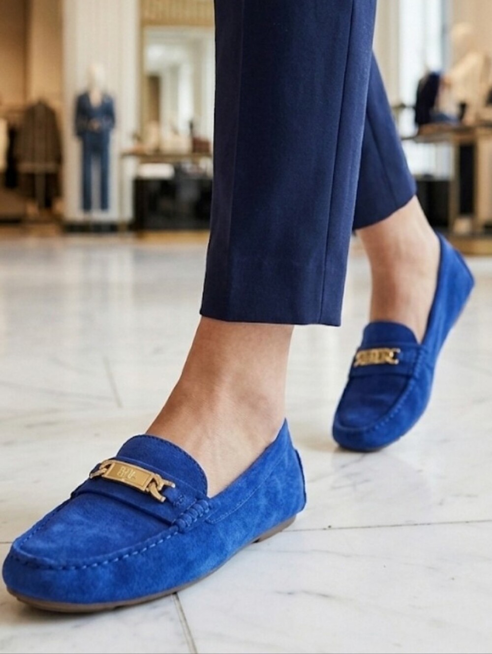 Lauren Ralph Lauren Royal Blue Suede Loafers Sz. 8